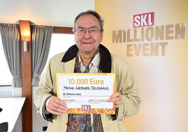 Glöckle-Mitspieler freut sich über 10.000 € Gewinn beim SKL-Millionen-Event in Konstanz