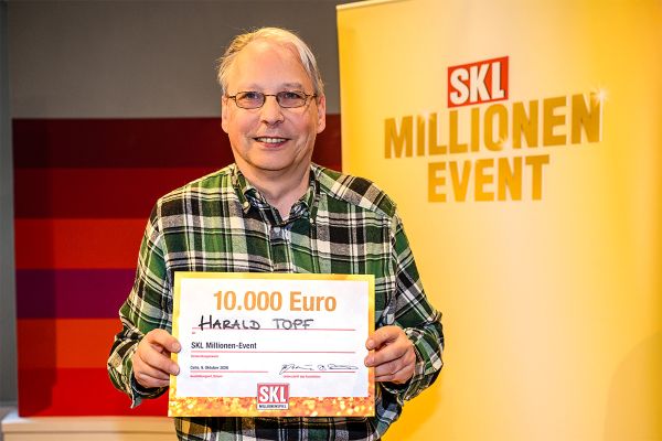Glöckle-Mitspieler Harald Topf gewinnt 10.000 € beim SKL Millionen-Event